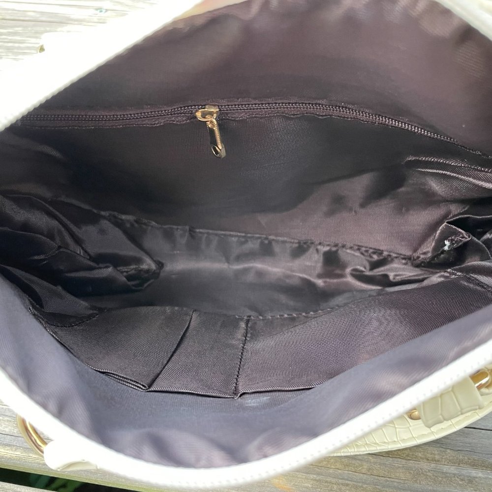 Women Hand Bags Cream Faux Leather Vegan Bag New S - Picture 11 of 12